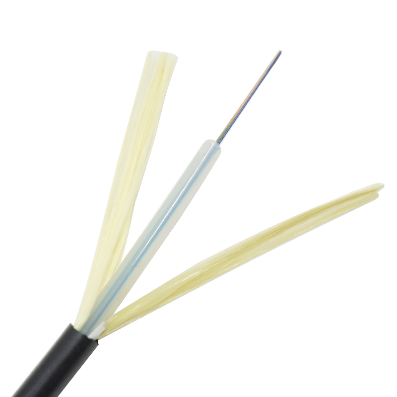 Cable de bajada de fibra óptica para interior|exterior 12 24 fibras G657A2 OS2 SM|MM clasificado LSZH negro