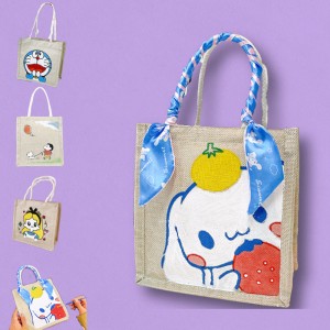 DIY Graffiti Linen Bag, Large Capacity Handbag Doodle Bag, Homemade Hand-painted Shopping Bag