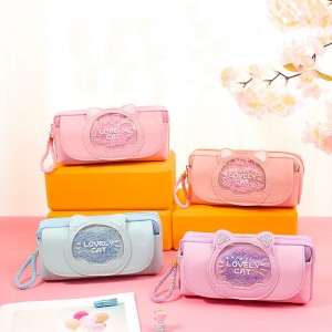 Cute Capacity Large Canvas Quicksand Stationery Bag Pencil Case