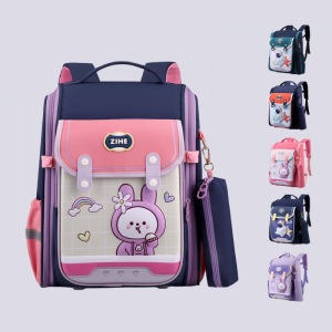 1Kid Girls Boys Backpack Anime Comic Cartoon Primary School Backpack (Pink)