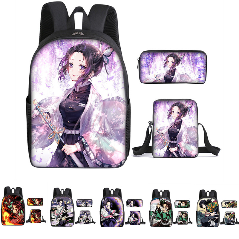 Ghost Slayer Schoolbag Three-piece Student Backpack Cartoon Print Backpack ZSL196