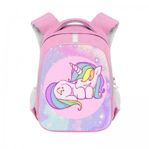 Pink Girl Rainbow Unicorn Large Capacity Backpack