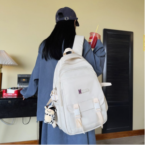 High School Student  Contrast Backpack Retro Large Capacity Bookbag
