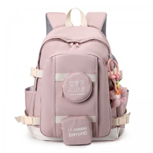 Casual Backpack For Middle School Student Girls Pink Bookbag XY5707