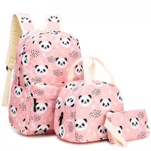 OEM/ODM Factory Kid Schoolbag - Panda Three Piece School Bag Meal Bag Pencil Bag XY12455702 – ANJI