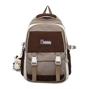 High School Student  Contrast Backpack Retro Large Capacity Bookbag