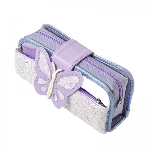 Large Capacity Multifunctional Pencil Case Butterfly Sequins Stationery Box for girl XY7012332