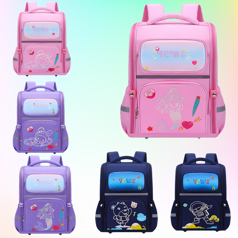 High-Capacity Primary School Orthopedic Backpack For Children Laser printing Casual Bags Featured Image