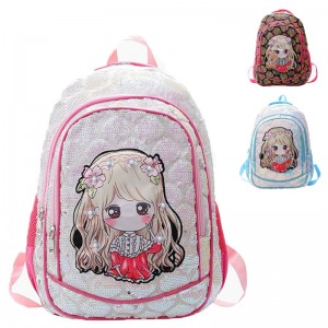 Chinese wholesale Cartoon Backpack - Children’s Sequin Double Shoulder Pu Cartoon Large Capacity Schoolbag XY12455722 – ANJI
