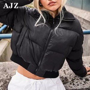 cropped puffer jacket factory bubble women coat supplier