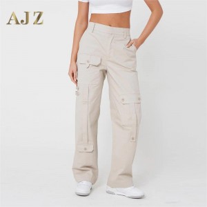 Straight leg design sense casual cargo pants for women loose thin pants supplier