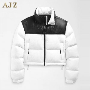 Color contrast thickened warm winter women’s stand collar down jacket supplier