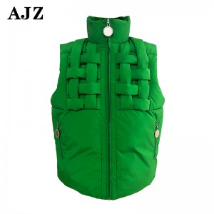 China wholesale Y3 Bomber Jacket - Custom down feather fill vest ladies padded gilet puffer cropped women Green puffer vest – Chun Xuan