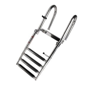 Stainless Steel 4 Step Folding Marine Ladder Highly Mirror Polished