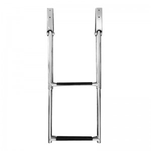 2step/3step/4step stainless steel high polishing boat folding ladder with black Footboard