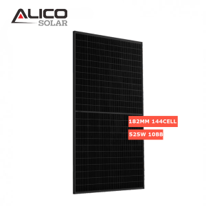 Alicosolar Mono 144 nusu seli paneli zote nyeusi za jua 510W 515w 520w 525w 530w 182mm kiini 10BB