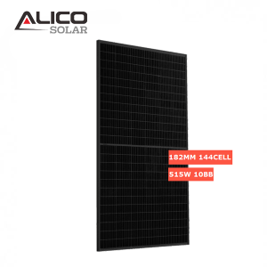 Alicosolar Mono 144 полуэлемента, все черные солнечные панели 510 Вт, 515 Вт, 520 Вт, 525 Вт, 530 Вт, ячейка 182 мм, 10BB