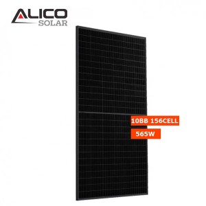 Alicosolar Mono 156 setengah sel semua panel surya hitam 555W 560w 565w 570w 575w 182mm sel 10BB