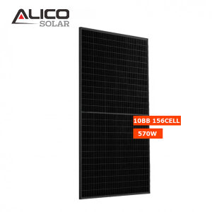 Alicosolar Mono 156 setengah sel semua panel surya hitam 555W 560w 565w 570w 575w 182mm sel 10BB
