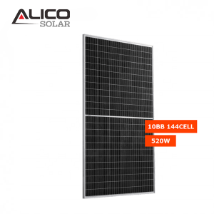 Alicosolar Mono 132 Halbzellen, bifaziale Solarmodule 470 W, 475 W, 480 W, 485 W, 490 W, 182 mm Zelle, 10 BB