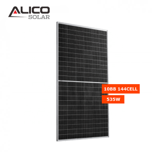 Alicosolar Mono 144 pusinės ląstelės Bifacial saulės baterijos 515W 520w 525w 530w 535w 182mm elementas 10BB