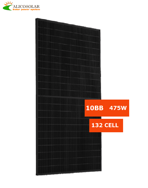 2021 Latest Design Panel Solar Sharp 300w Monocristalino - Alicosolar Mono 132 half cells all black solar panels 465W 470w 475w 480w 485w 182mm cell 10BB  – Alicosolar