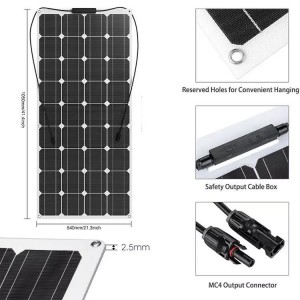 Alicosolar Solar Жогорку Эффективдүү 100W 50W Mono Photovoltaic ийкемдүү PV Күн панели Үйдө колдонуу үчүн Күн энергиясы системасы