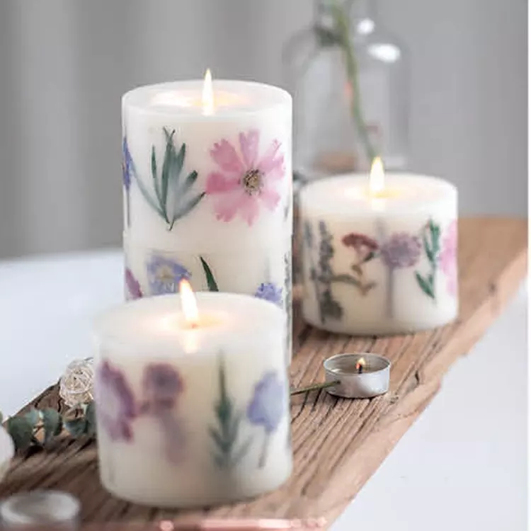 Dried Flower Scented Pillar Candles