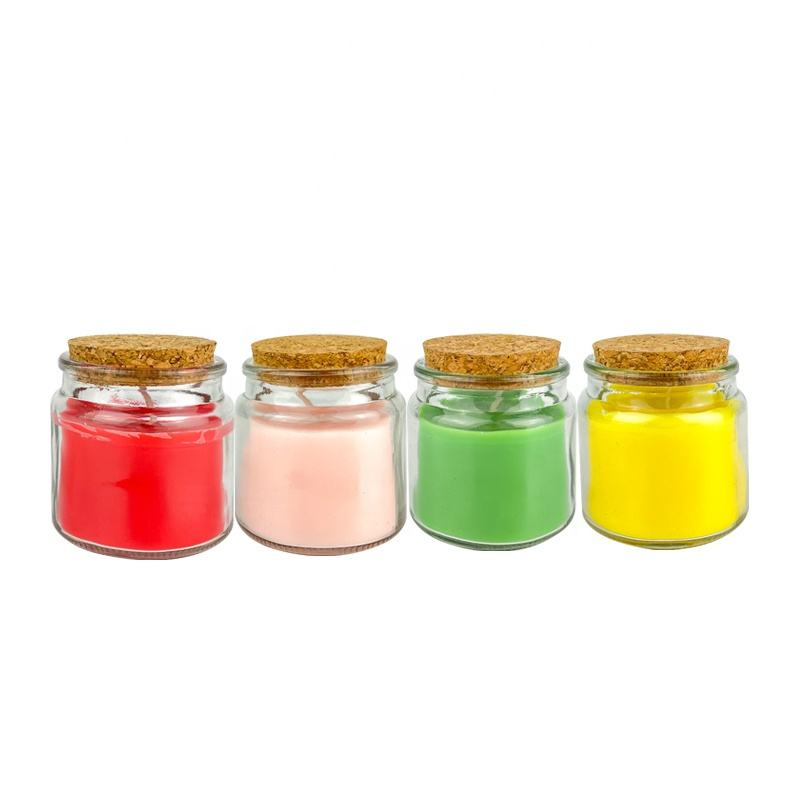 New style pudding mini aromatherapy soy wax candles transparent glass candle with cork lid