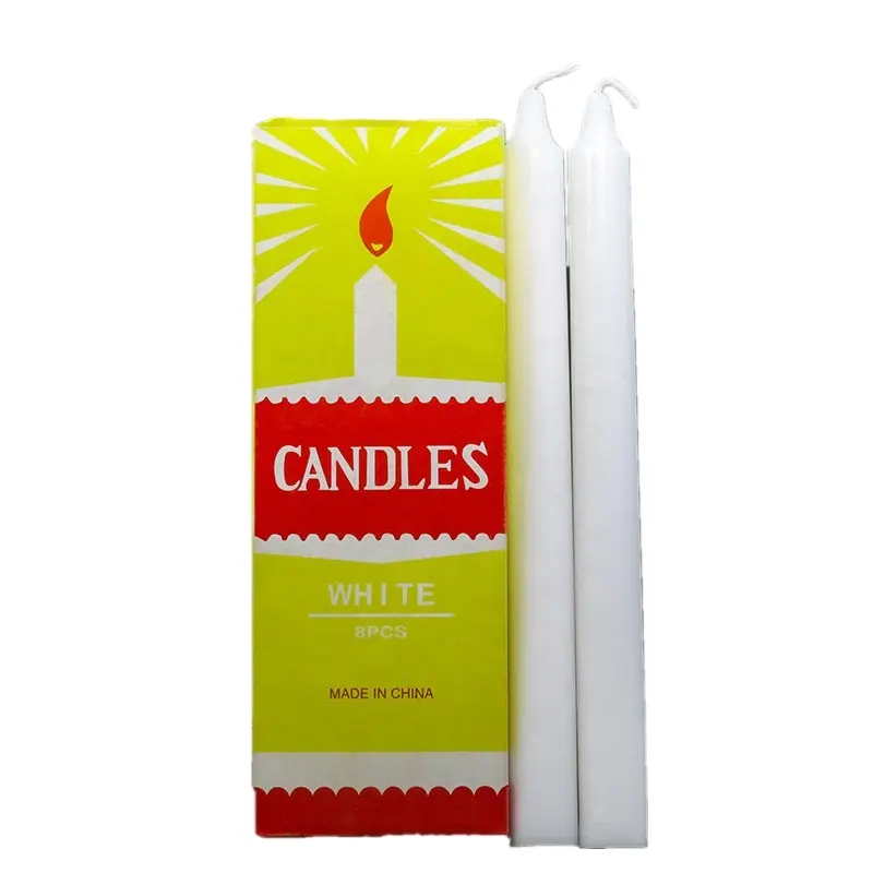 Ghana paraffin wax bright white color stick candles yellow box