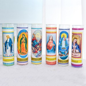 Religious Paschal Altar 7 Days Glass Jar Candles Votive Advent Prayer Votive Candles For Church