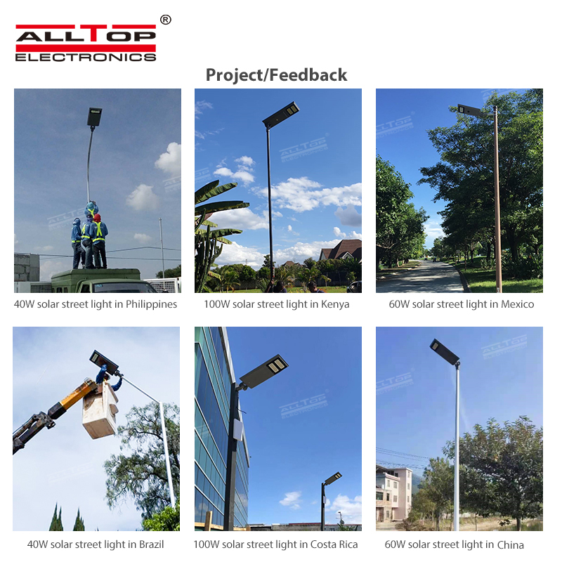 ALLTOP 40W 60W 100W Ip65 Outdoor Motion Sensor All In One Led Integrated Solar Street Light
