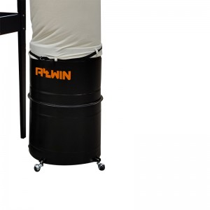 CSA certified central cyclonic dust collection system with movable steel drum for workshop