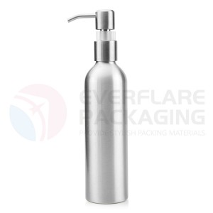 OEM High Quality Aluminum Bottle With Screw Cap Manufacturer –  250ml aluminium bottle with stainless steel pump for liquid soap – EVERFLARE PACKAGING