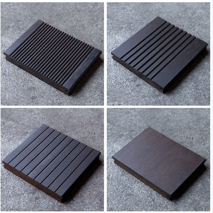 Wide Plank Interlocking Wood Tiles Carbonized Bamboo Hardwood Material 2