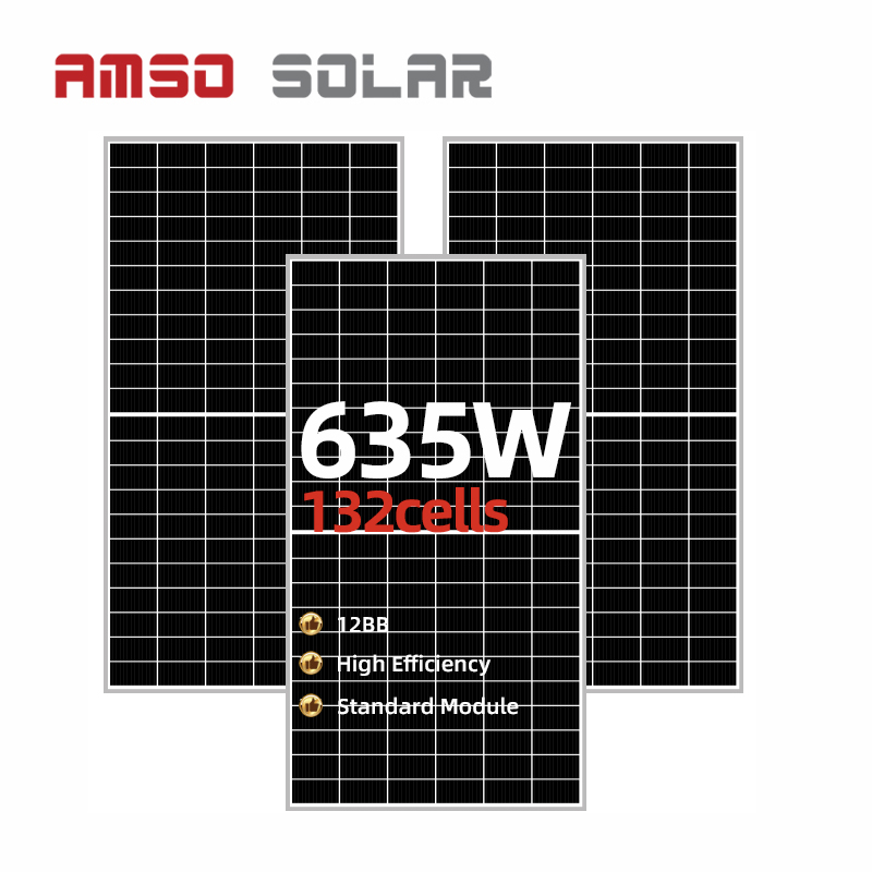 New technology good monocrystalline 12BB 635w 640w 645w 650w 655w 660w 132 cell half cell solar panel with CE TUV certificate Featured Image