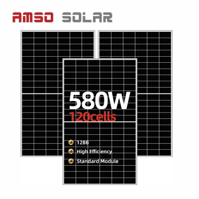 Special Design for 5bb Solar Panel - High efficiency good monocrystalline 580w 585w 590w 595w 600w 605w 120 cell half cell solar panel with 210mm solar cell – Amso