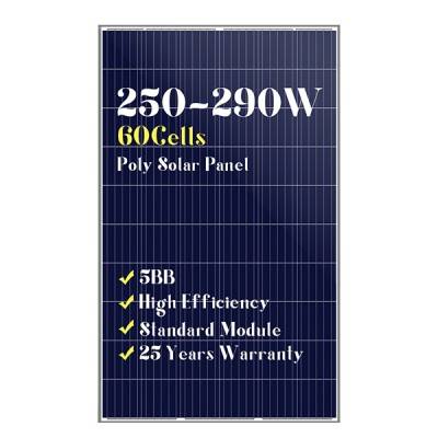 60 cells standard size poly blue solar panels 260w270w280w290w