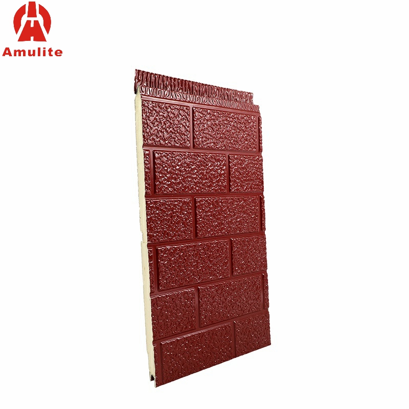 Amulite Decorative Lightweight Carved PU Steel Sandwich Panel Fireproof Exterior Metal PU foam sandwich wall panel