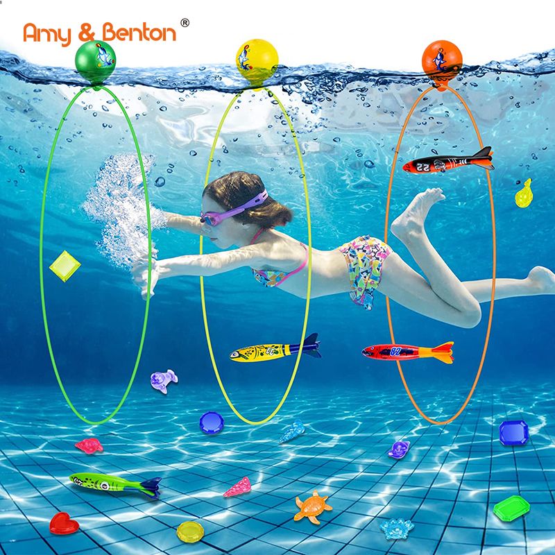 25 PCS Swim Through Rings for Pool, Pool Toys Games Diving Toys for Kids,Underwater Swimming Pool Accessories for Kids Teens Featured Image