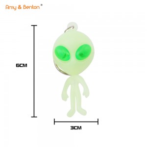 Novelty Luminous Glow in Dark Alien Toys Alien keychain For Kids Outer Space Party Favors