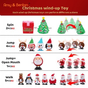 Amy&Benton 24 Pcs Christmas Wind Up Toy Assortments Stocking Stuffers for Christmas Party Favor Supply Accessories