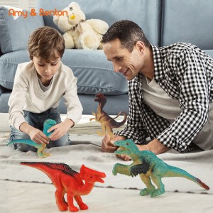 Dinosaur Figure, 5 Inch Jumbo Dinosaur Toy Playset (4 Pack), Safe Material Assorted Realistic Dinosaur, Plastic Dino Dinosaur Set Party Favors Toys for Kids Boys Toddler Educational