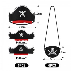 12 PCS Felt Pirate Hat & Pirate Eye Patches Party Favors for Halloween Cosplay Supplies