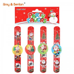 Christmas Slap Wristband Bracelets Xmas Bracelet Party Favors Toys Slap Bands Assorted Christmas Theme Pattern