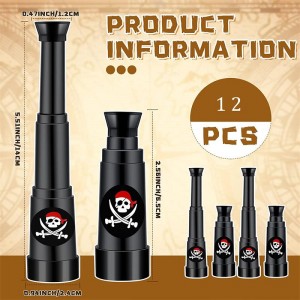 12 Pieces Mini Plastic Pirate Telescopes for Pirate Theme Party Halloween Cosplay Supplies , Black