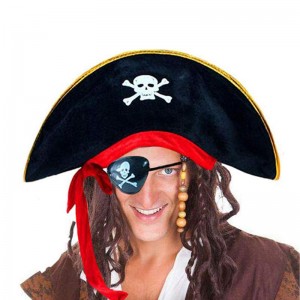 2 Pieces Pirate Hat Skull Print Pirate Captain Costume Cap，Pirate Accessories，Pirate Theme Party Halloween Cosplay