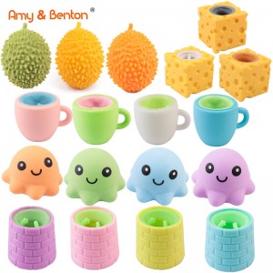 China Cheap price Fidget Toys Squishy - Squeeze Toys Amy & Benton 5 Styles Funny Squeeze Toys, Frog in the well,Simulation Durian,Octopus,Squirrel Teacup and Cheese Mouse ,Cute Decompression T...