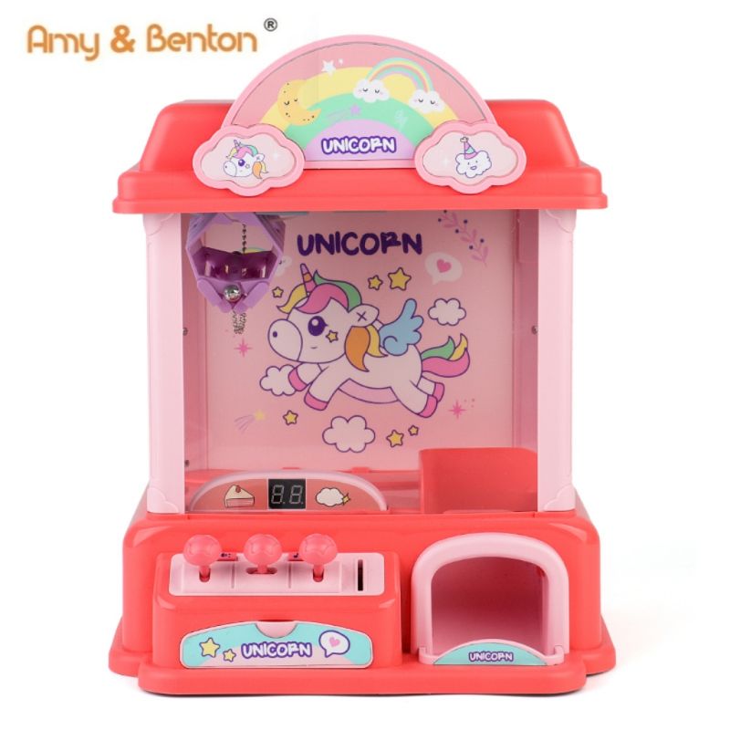 Hot Selling Kids Mini Unicorn Claw Machine Fun Cool Claw Game Candy Grabber Prize Dispenser Vending Toy
