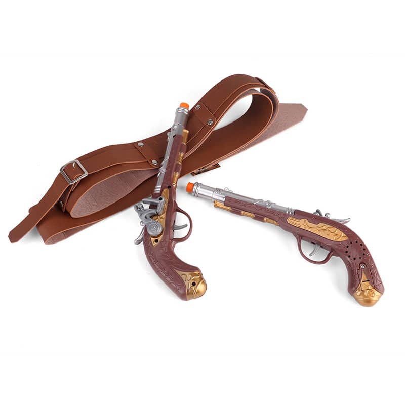 Click Action Pistols Western Cowboy Gun Toy Set with shoulder strap，Cow boy Costume for Boys Featured Image